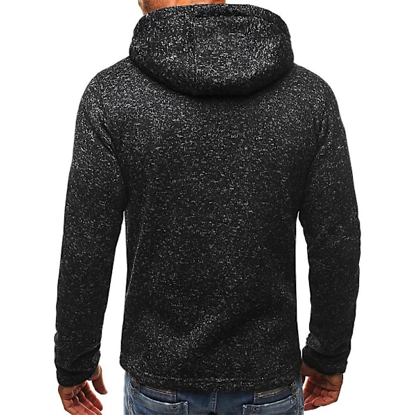 Herre Zip Up Langermet Hettejakke Sport Fritid Hettegensere Sweatshirt Topper Black Grey M