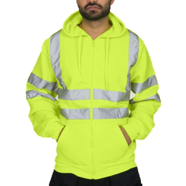 Refleksjakker for menn, renholdsarbeidsklær med refleksstriper Green L