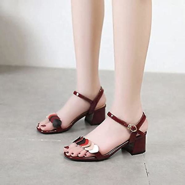 Sandaler for kvinner - lette sandaler med åpen tå Wine Red 36