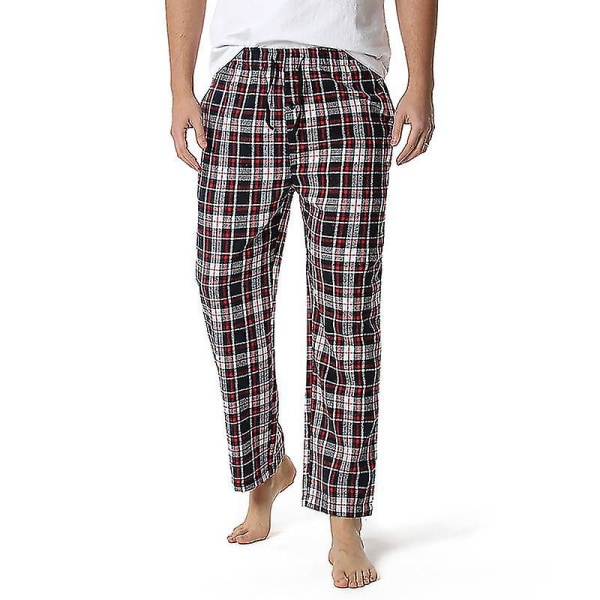 Bomullsvevde pyjamasbukser for menn, rutete lette lounge-sovebukser COLOR 4 S