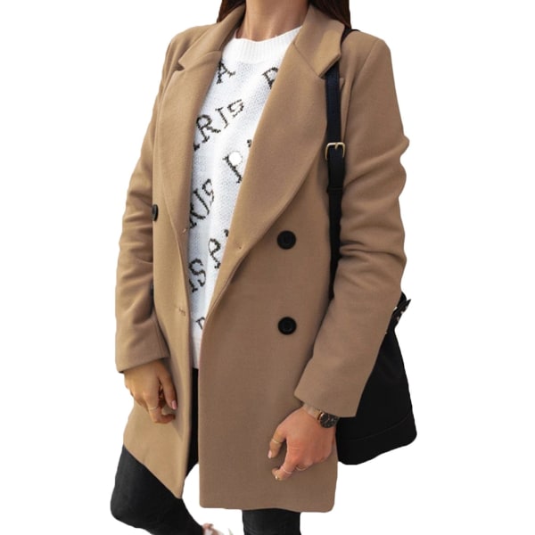 Dam Överrock Trenchcoat Blazer Jacka Ytterkläder Khaki M