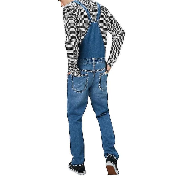 Herr Dungarees Denim Overaller Haklapp och hängselbyxor Jeans Jumpsuit Byxor Romper Dark Blue L