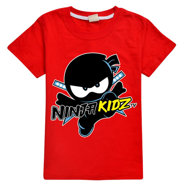 Cartoon Ninja Printed Kids Pojkar T-shirt Kortärmad Sommar Casual Basic Tee Tops Red 9-10 Years
