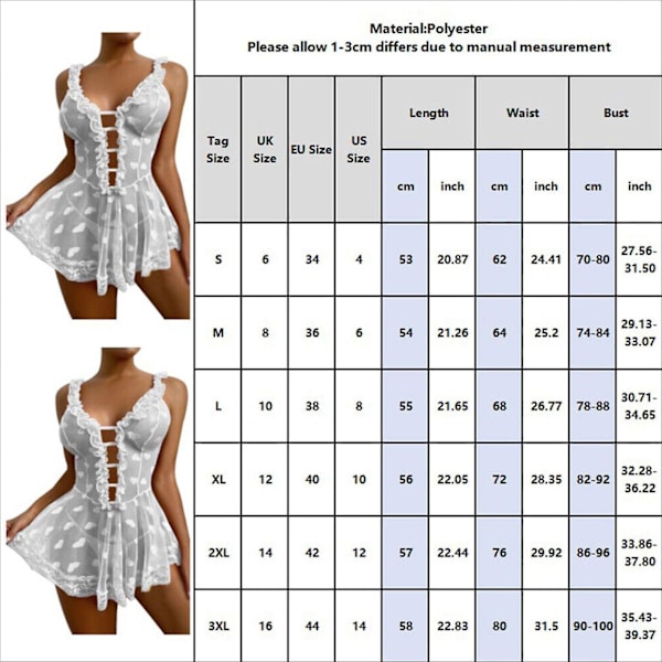 Bästsäljare - Sexig Dam Spets Babydoll Nattlinne Dam Underkläder Sovkläder Plus Storlek Light pink M