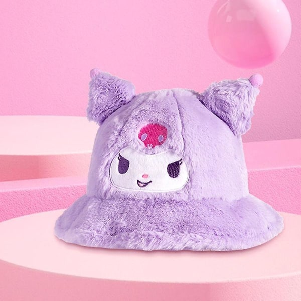Fiskarhatt Sanrio Høst Og Vinter Plysjdukke Cinnamoroll Kuromi Kawaii Tegneserie Kreativ Og Moderne Varm Hatt C
