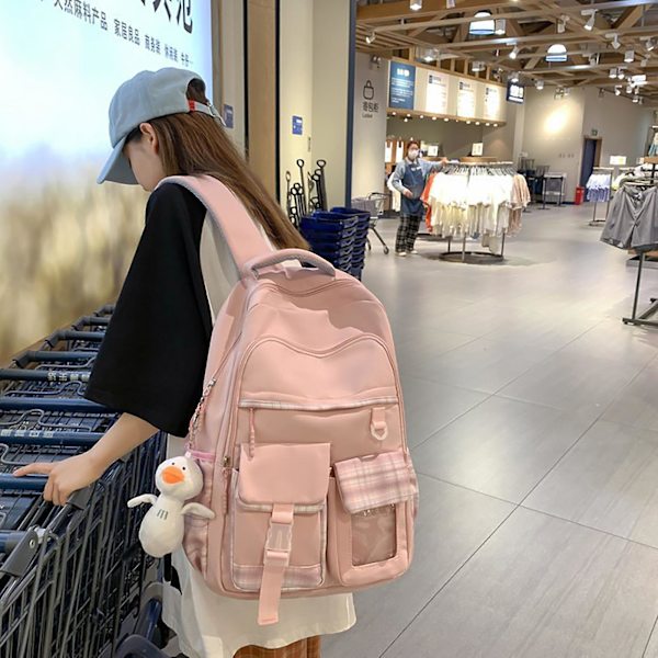 Lättviktig Vattentät Ryggsäck För Tonåringar Stöldskydd 3-6 Klass Dagväska Med Flera Fickor För Grundskoleväskor Resor Pink