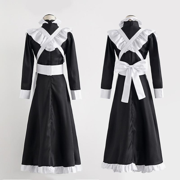 Klassisk Maid Cosplay Outfit Söt lång klänning Cosplay kostym Brittisk stil Cafe Maid Dress Male L