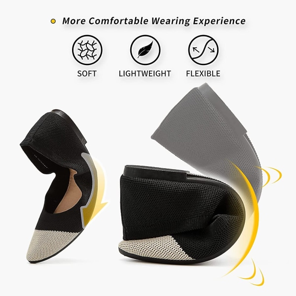 Mesh Ballerinasko for Kvinner, Spiss Tå, Selskapssko, Svarte Ballerinasko, Komfortable Ballerinasko med Memory Foam 35