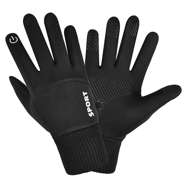 Varma skidhandskar för vintern Unisex Foder Termiska Vattentäta Pekskärm Black M