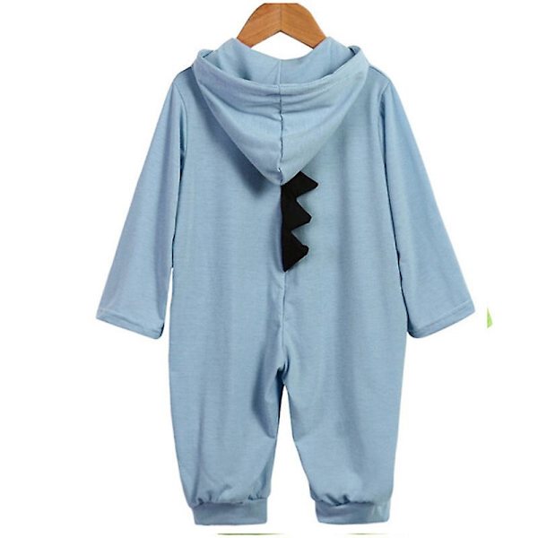 Småbarn Barn Dinosaurie Huvtröja Overall Pyjamas Långärmad Jumpsuit Sovkläder Blue 3 Months