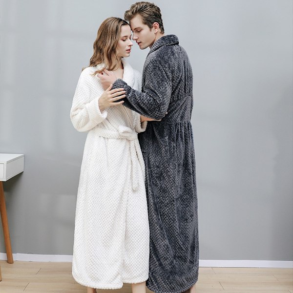 Badekåper for kvinner, tykke varme flanellpysjamaser, damepysjamas L grey