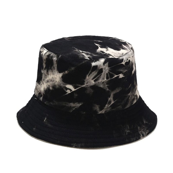 Fiskarehatt Tie-dye solskydd bomull unisex hinkhatt för resor Black