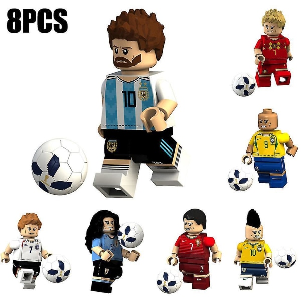 Høj Kvalitet 8 stk. VM Fodbold Kendisser Byggeklodser Samlede Minifigurer Legetøj