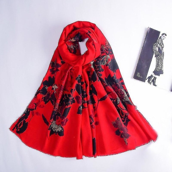 Balinesisk Trykket Skjerf Ginkgo Blad Sjal Wrap S3