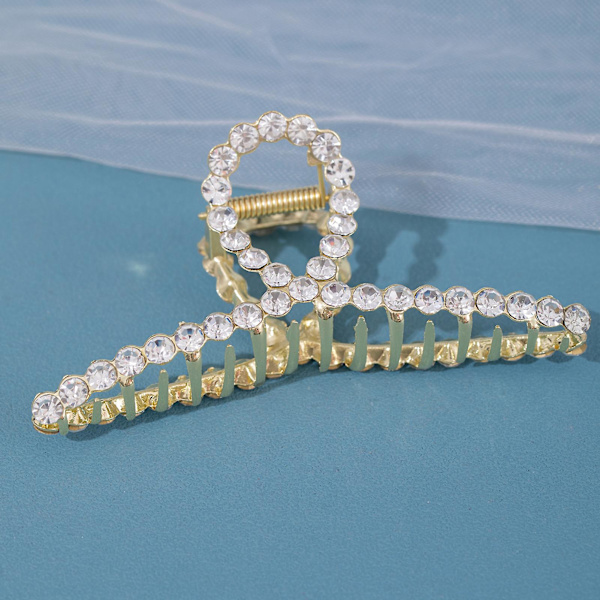 Rhinestone Metall Hårklyper Sterkt Hold Kjeveklemme Hårstyling Klemmer For Kvinner Hårtilbehør Gold