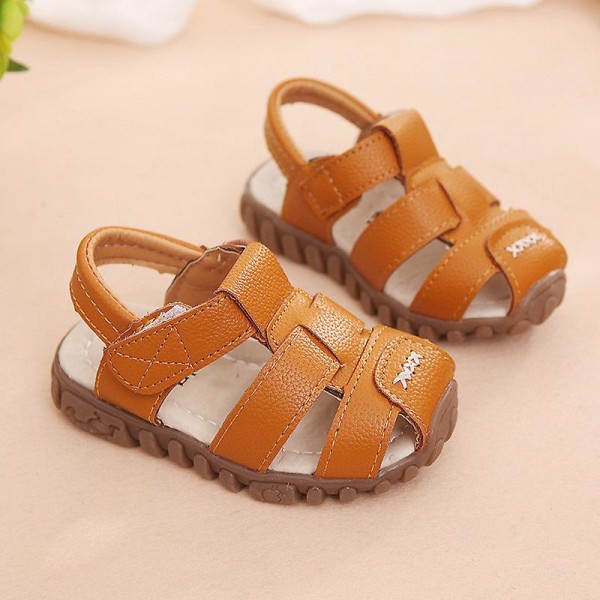 Uudet poikien sandaalit pehmeästä nahasta suljetulla kärjellä taaperoikäisille vauvoille kesäkengät pojille ja tytöille lasten rantakengät urheilu lasten sandaalit Csh130 Yellow 30 Insole18.6cm