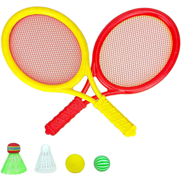 Badmintonracket för barn - Badmintonracketset för barn med badminton perfekt för nybörjare Sportspel Utomhus Inomhus Fintness Green