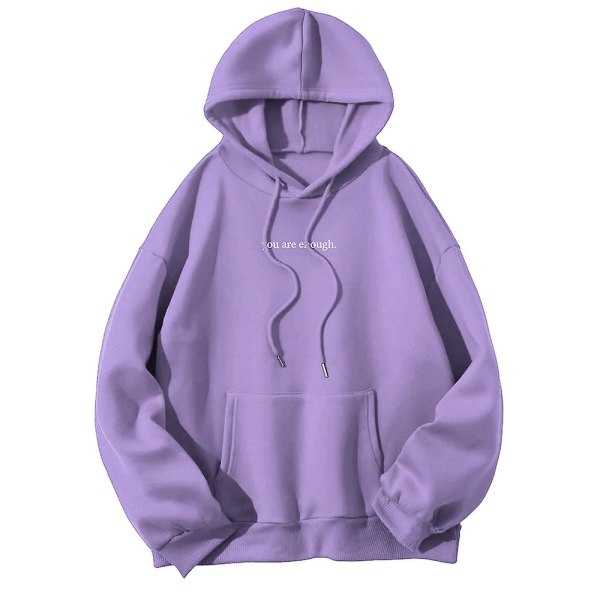 Dame Hættetrøjer med bogstavprint, afslappet sweatshirt, løs efterår langærmet sports gym pullover toppe Purple L