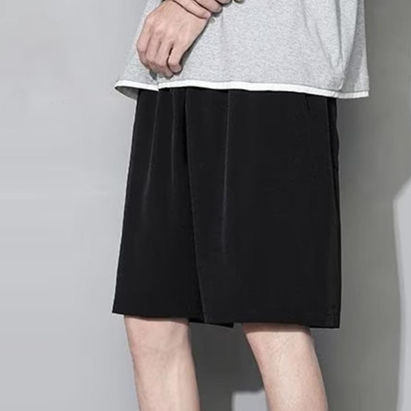 Treningsshorts for menn med glidelåslommer, vaskbare høyelastiske bukser for treningsstudio Black XL