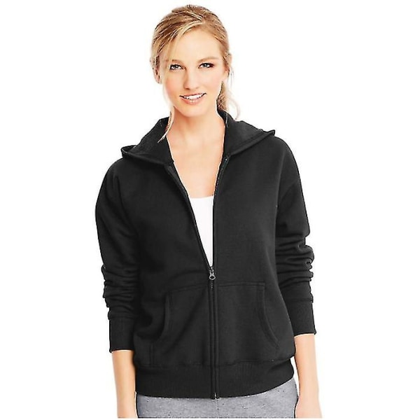 Dam Hoodie Sweatshirt Ecosmart med Full-zip black S