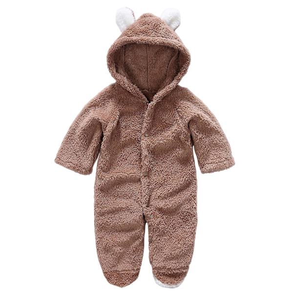 Nyfödd Romper Jumpsuit med Huva Bekväm att Bära med Söt Djurdesign för Födelsedagspresenter och Nyårspresenter Khaki 0-3m