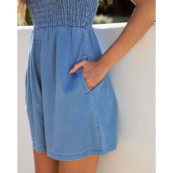 Dame Denim Smækbukser Shorts, Rompers med Slips XL
