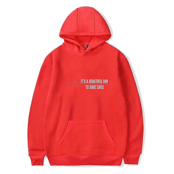 Grey's Anatomy Amerikansk Drama Intern Hættetrøje Pullover Grafisk Print Hættetrøjer X Red L