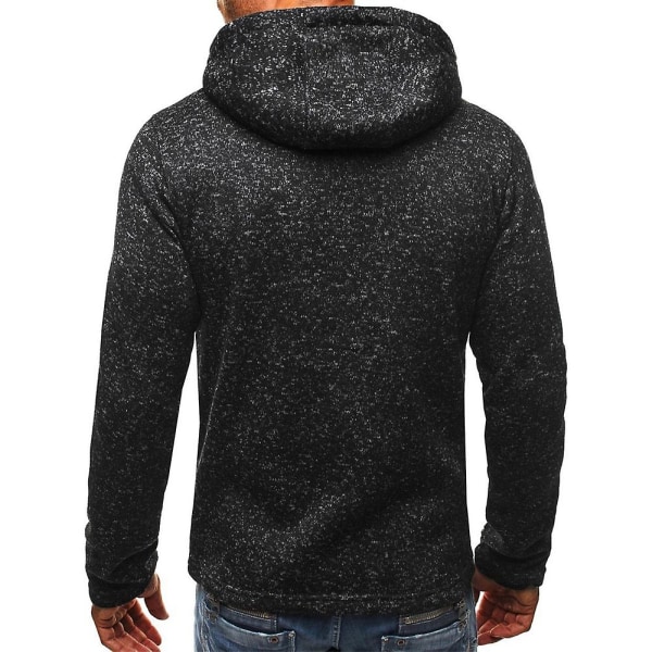 Herre Zip Up Langermet Hettejakke Sport Fritid Hettegensere Sweatshirt Topper Black Grey XL