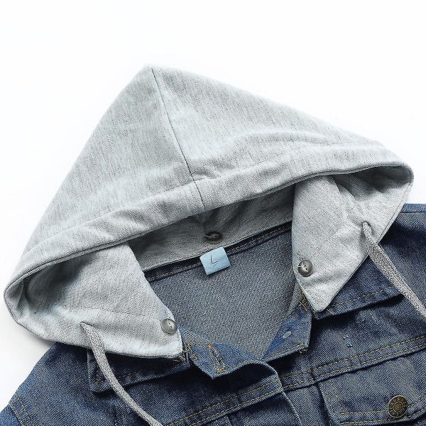 Uformell denimjakke med avtakbar hette for kvinner Dark Blue XS