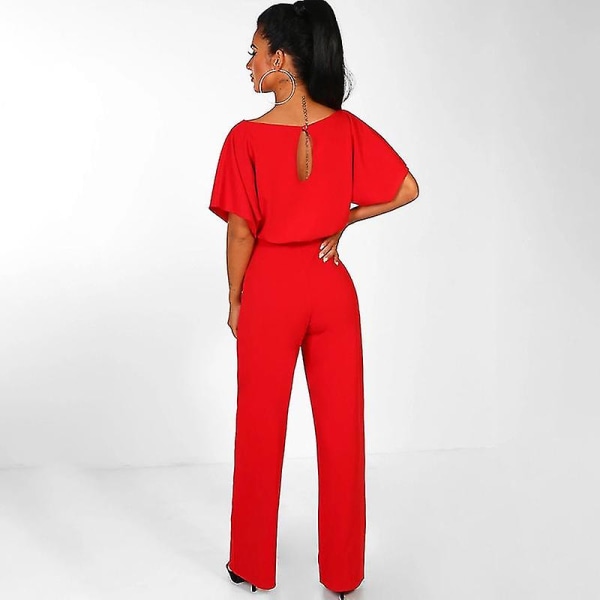 Dame Jumpsuit Casual Bred Ben Dame Aftenfest Lang Playsuit Red 2XL