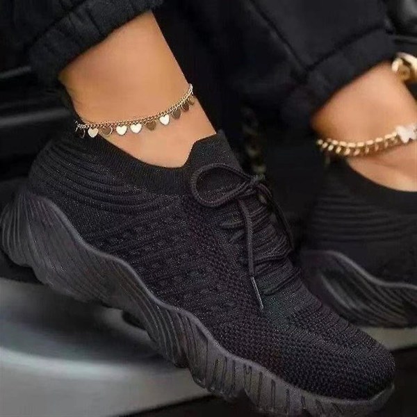 Damträningsskor Sport Loafers Sneakers Slip On Shoes Black 39