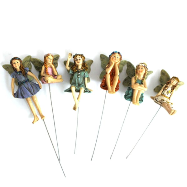 6 st Miniatyrblomsterfe Statyer Dekoration för Trädgård Blomkruka Inomhus Utomhus Prydnad Gräsmattsdekorationer 6PCS