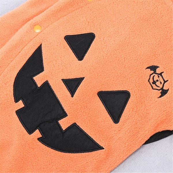 Halloween Creepy Pumpkin Devil Print Button Romper Hooded Jumpsuit Kostym för nyfödd baby Barn Flickor Pojkar Kläder 3-6 Months
