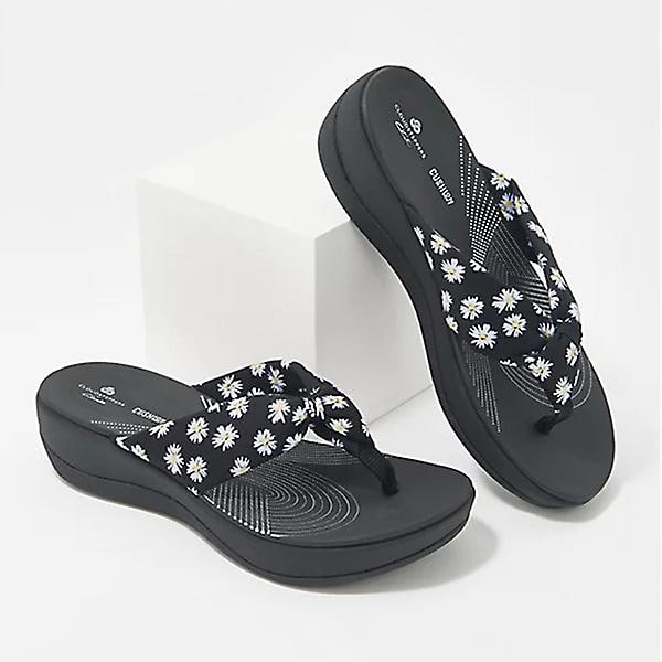 Tryckta Tåsandaler med Stöd för Fotvalvet Dam Sommar Strand Flip Flop Anti-Slip Sula Gray 40