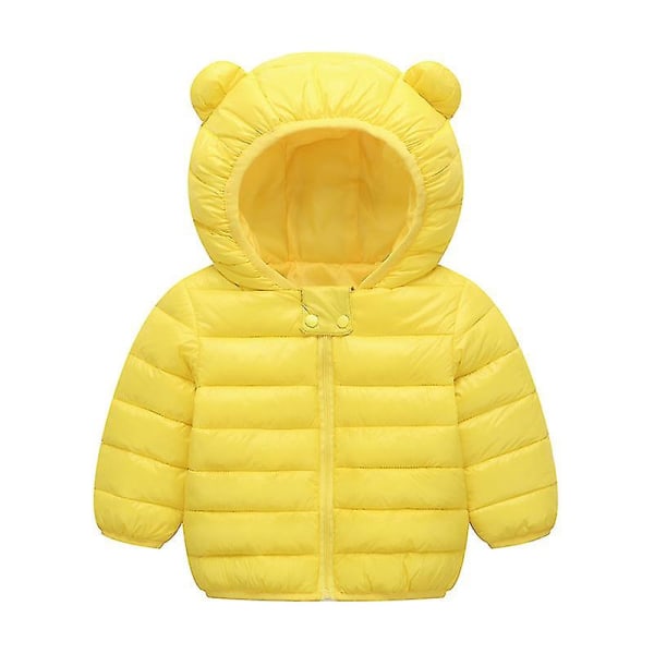 Barn Pojkar Flickor Vinterpälsfodrad Parkas Kappa Vadderad Varm Dunjacka Ytterkläder Gul Yellow 110cm