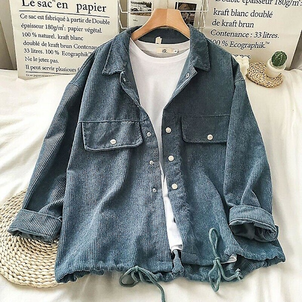 Manchesterskjorta Dam Retro Skjorta Kappa Jacka Ytterkläder Toppar Blus Dragsko Casual-3 L