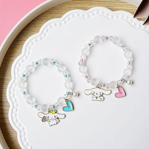 Kawaii Sanrioed Plys Anime Cinnamoroll Armbånd Kæder Tegneserie Mænd Og Kvinder Gave Venskabs Charms Elastisk Reb Smykker Legetøj NM-1