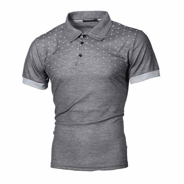 Polkaprikkede kortærmede poloshirts til mænd, afslappede sommer T-shirts med slank pasform, golf arbejds T-shirts Dark Gray M