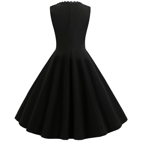 Broderet V-udskåret vintage 50'er 60'er Rockabilly Aften Prom Swing Kjole Midikjoler L