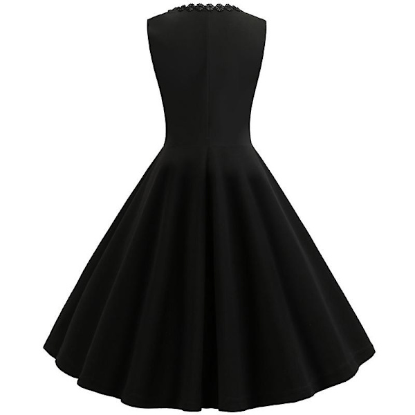 Kirjailtu V-aukkoinen vintage 50-luvun 60-luvun Rockabilly Iltapuku Swing Mekko Midimekko L