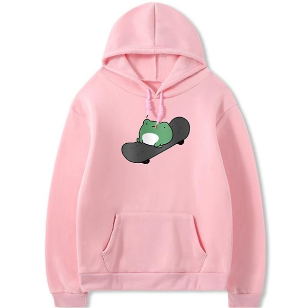 Langærmet Hættetrøje Løs Streetwear Pullover Casual Løse Sweatshirts Hættetrøjer Forår Sommer Par S Sweatshirt Skateboard Frø pink M