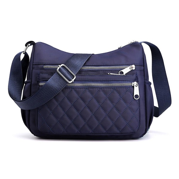 Enfärgad Messenger-väska för damer, flera fickor, crossbody axelväska, fritidsväska för semesterresor Blue