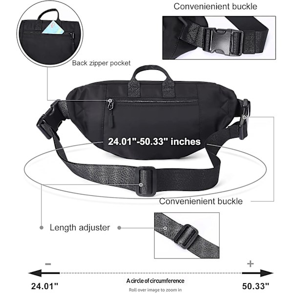 Crossbody Magväska Sling Bag för Män, Stor Midjeväska, Trendig Bröstväska Axelväska för Män