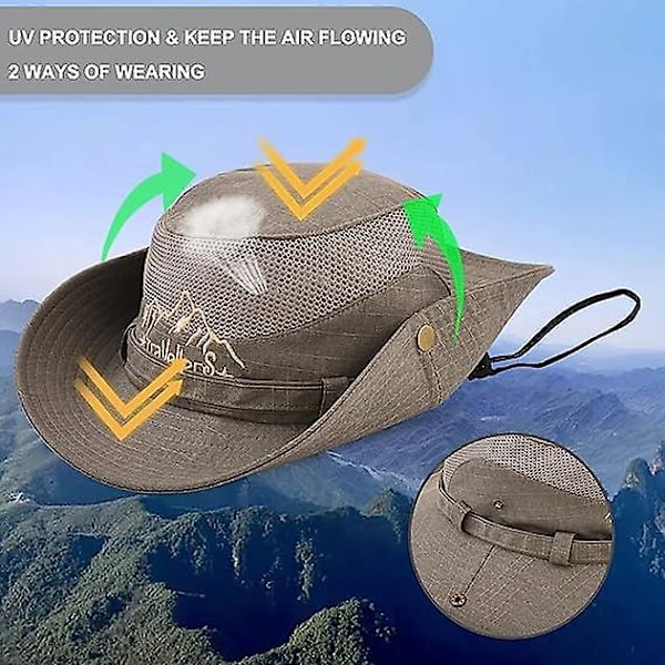 Foldbar fiskekasket med åndbart mesh og justerbar hagestrop Khaki