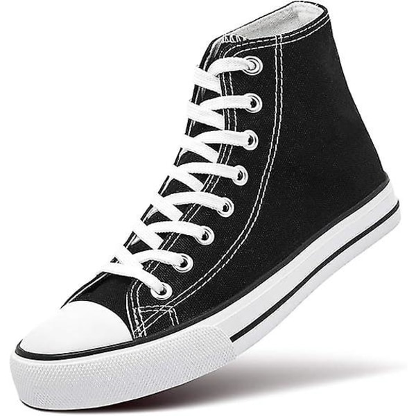 Canvas sportssko for menn og kvinner, høye fritidssko med snøring black 36CM