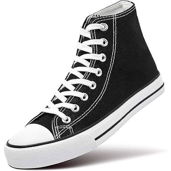 Herr- och damcanvas sportskor, höga snörskor casual promenadskor black 41