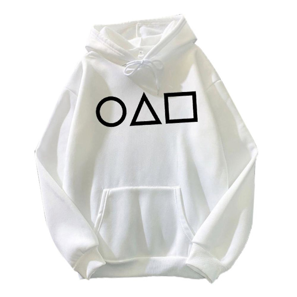 Squid Game Unisex Cosplay Hooded Sweatshirts Hoody Jumper Pullover Kostymer Toppar White XL