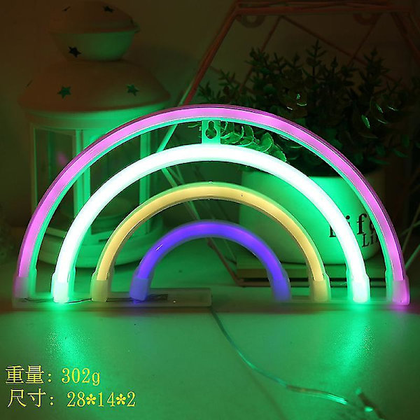 Led Neon Ljus Väggkonst Skylt Sovrumsdekor Regnbåge Hängande Nattlampa Hemfest Semesterdekor Julklapp Rainbow 1