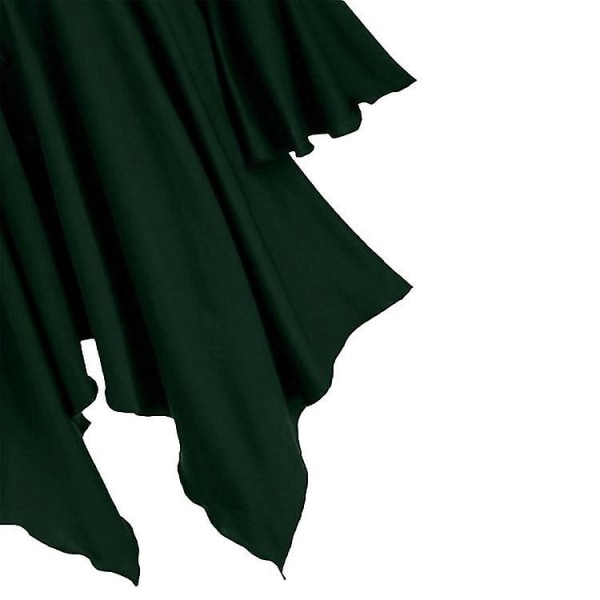 Gotisk Hætte Cape Frakke til Kvinder, Uregelmæssig Langærmet Jakke Green 2XL