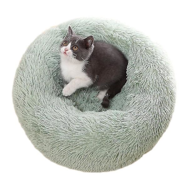 Kæledyrsseng til katte og hunde Rund plys hundeseng Donut-formet katteseng Farve og størrelse valgfri green 40cm